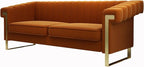 Mid-Century Modern Orange Velvet Sofa - Image 7