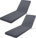 Outdoor Chaise Lounge Cushion Set of 2, Fadesafe Water-Repellent Lounge Deck by COMCAVER