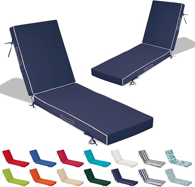 72x21x4in Lounge Cushions for Outdoor Furniture, Outdoor Lounge Chair Cushions by Odsiikly