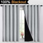 Yakamok Light Grey 100% Blackout Curtains 63 Inches Long 62" Wide 2 Panel | - Image 2