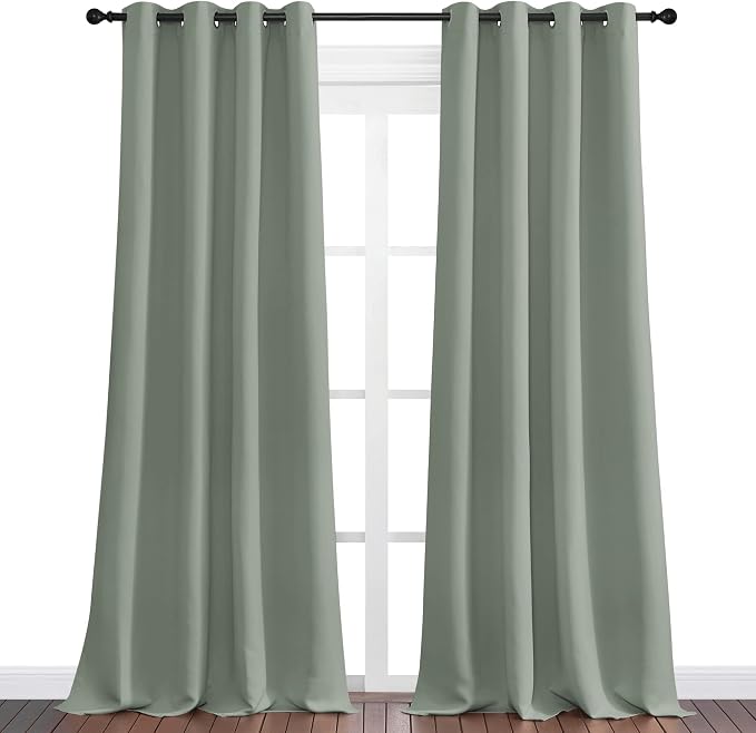 NICETOWN Sage Green Blackout Curtains 120" Long - Image 2