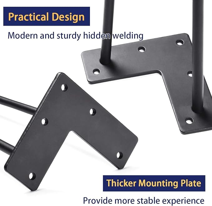 SMARTSTANDARD Hairpin Table Legs 28 Inch, 3/8" Solid Metal Legs - Image 6