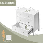VINGLI White Dresser 3 Drawer Chest of Drawers - Image 2