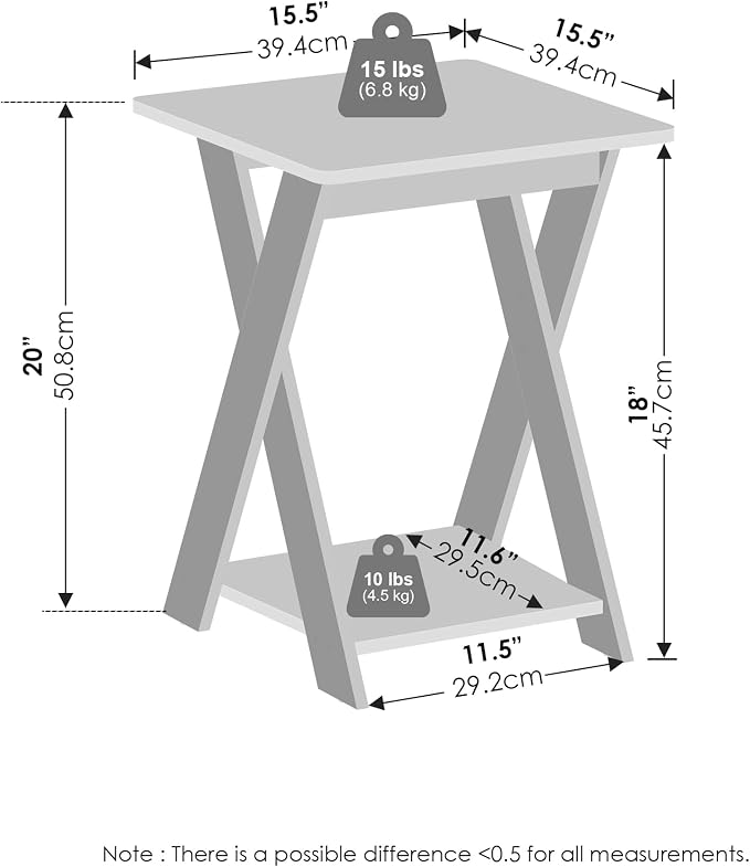 Furinno TIDUR Night Stand, Open Shelf Design X-Legs Nightstand, Criss-Crossed - Image 2