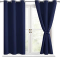 Short Blackout Curtains for Bedroom Navy Blue 38 x 45 Inch 2 Panels | Thermal by Hiasan