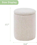 Wimarsbon Pouf Ottoman, 100% Cotton Knitted Boho Footstool, Round Footrest - Image 3