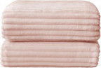 BEDELITE Ribbed Jacquard Light Pink Fleece Twin Blanket - Image 8