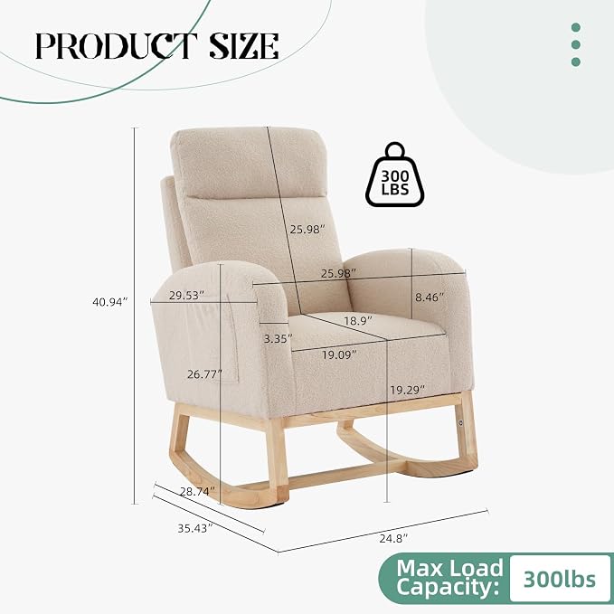 GAOMON Rocking Chair Glider for Nursery, Comfy Rocker Nursery - Image 3