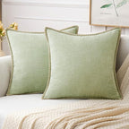 MIULEE Decorative Couch Throw Pillow Covers 18x18 Inch Light Green 2 Pack | by MIULEE
