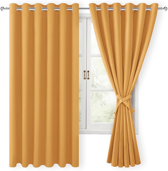 Grommet Blackout Curtains for Bedroom, 70 x 63 Inch, Pumpkin Orange | Thermal - Image 7