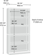 Sauder 5 Tier Book Shelf Wooden Bookcase Multipurpose Bookshelf - Image 3