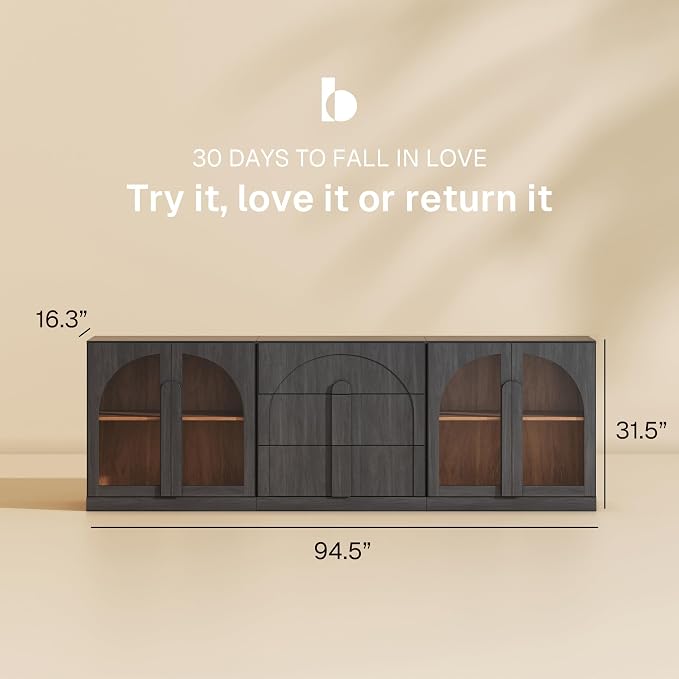 BELLEZE 3-Piece Modular Sideboard Cabinet Freely Configurable, Modern Wood - Image 2
