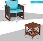 Tangkula 3 Pieces Patio Wicker Furniture Set, Rattan Outdoor Sofa Set - Image 4