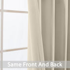 Yakamok Room Darkening Curtains 52x84 inch Length Cream Beige-Living Room | 2 - Image 3
