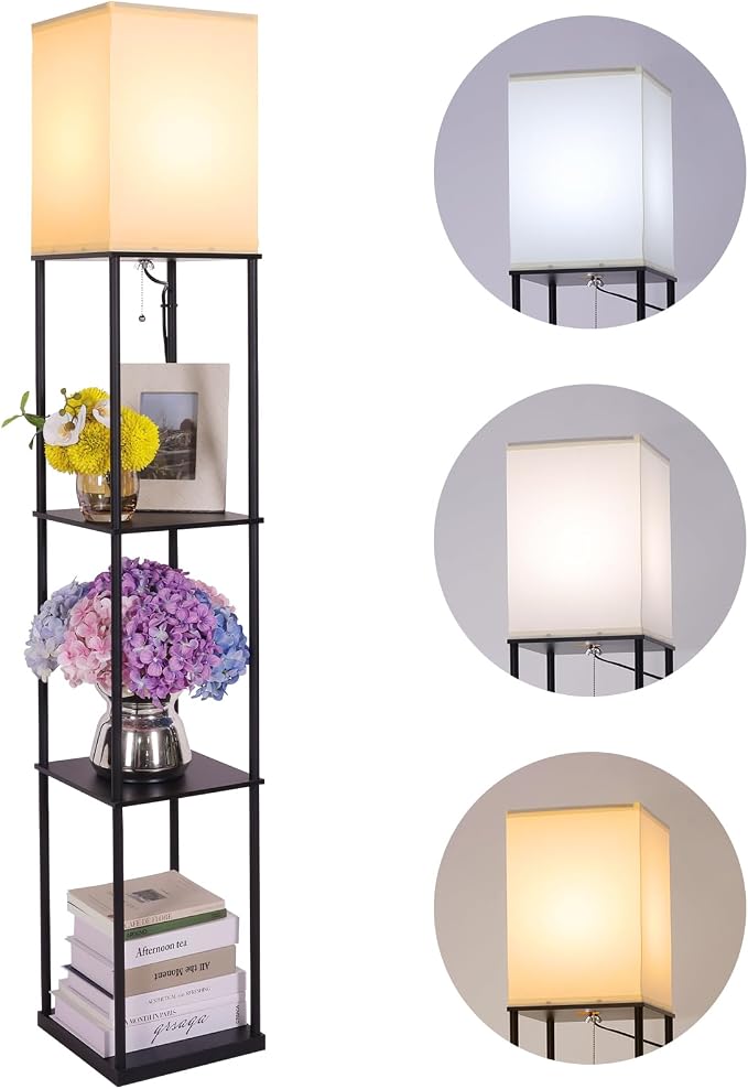 Gupuzm Floor Lamp with Shelves, Modern Square Standing Lamp with 3 Color by GUPUZMproducesandsellslamp