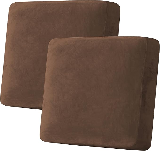 H.VERSAILTEX Velvet Stretch Couch Cushion Cover Plush Cushion Slipcover by HVERSAILTEX