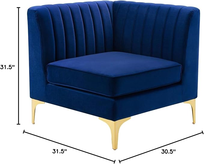 Modway Triumph Channel Tufted Performance Velvet Sectional Sofa Corner Chair - Image 2