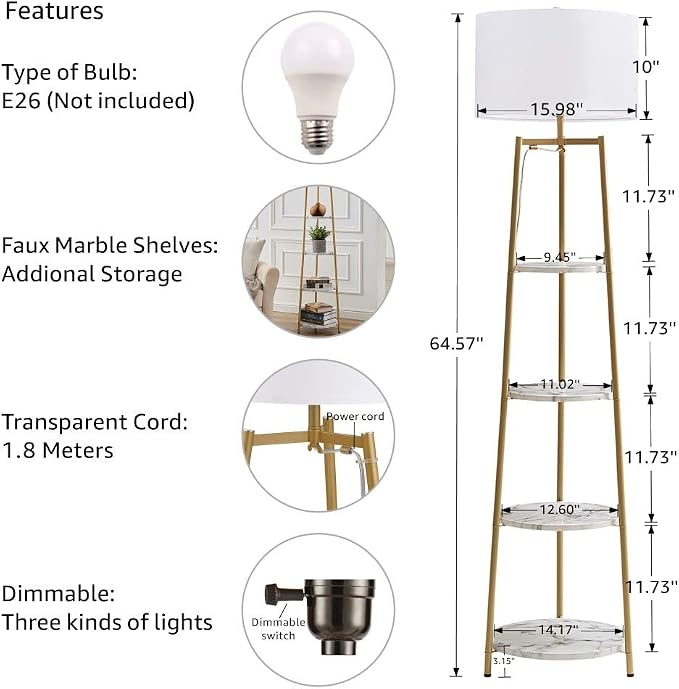ROSEN GARDEN Floor Lamp, Standing Reading Light - Image 6