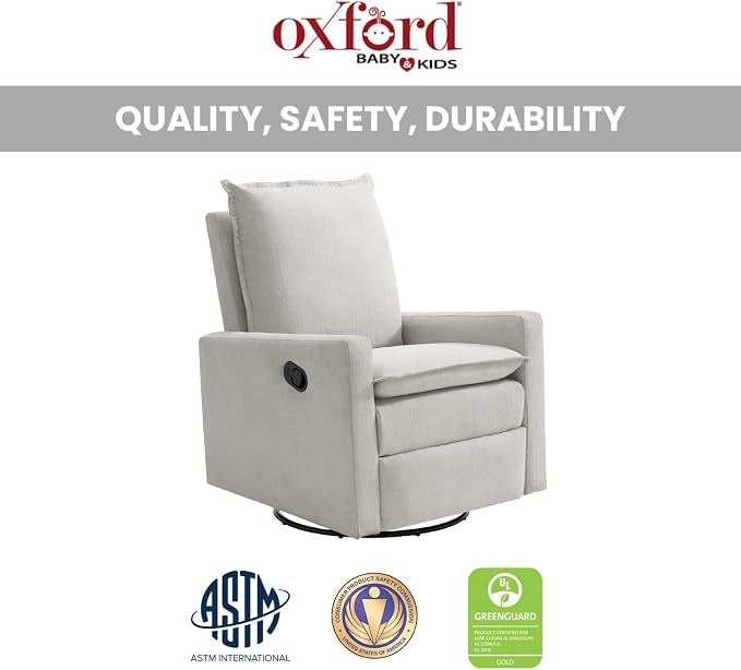 Oxford Baby Uptown Upholstered Glider Recliner Rocking Chair 360° Swivel - Image 5