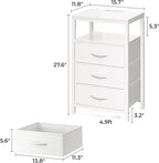Huuger Nightstand with Charging Station, 27.6 Inch Side Table with Drawers - Image 7