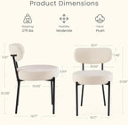 DUMOS Dining Chairs Set of 2, Mid Century Modern Chair Round Upholstered Curved - Image 2