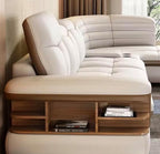 Luxury L-Shaped Genuine Leather Sectional Sofa Set - Image 5