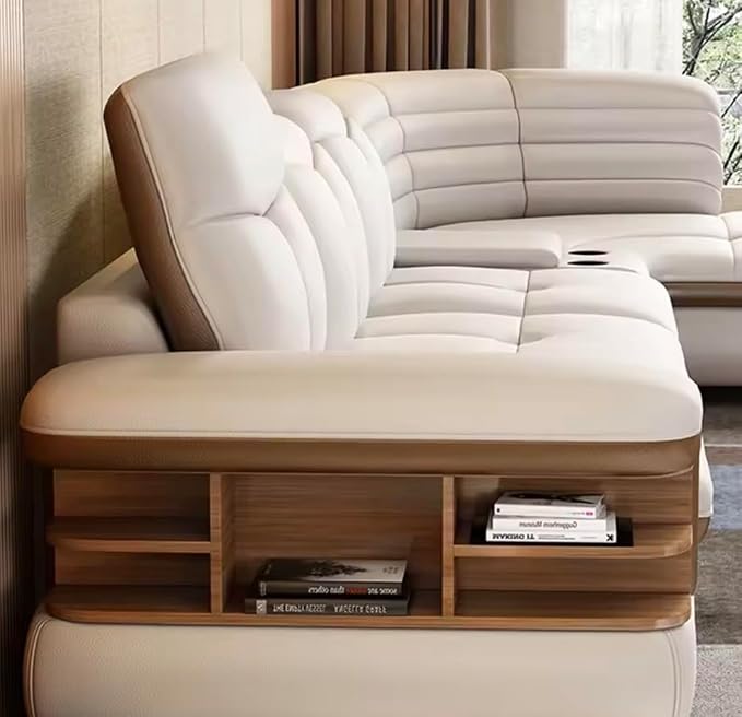 Luxury L-Shaped Genuine Leather Sectional Sofa Set - Image 5