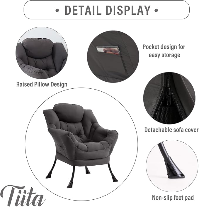 Tiita Lazy Chair, Comfy Leisure Sofa Reading Chair - Image 4