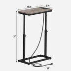 TUTOTAK End Table with Charging Station, Side Table, Tall Couch Table, Sofa - Image 9