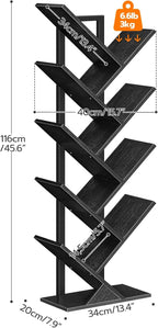 HOOBRO Tree Bookshelf, 9-Tier Bookcase Wooden Shelves, Floor Standing Storage - Image 3