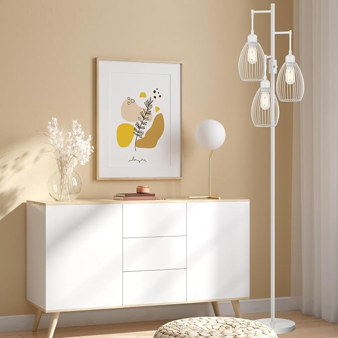 Dimmable Floor Lamp, 3 x 800LM LED Edison Bulbs Included, Farmhouse Industrial - Image 7