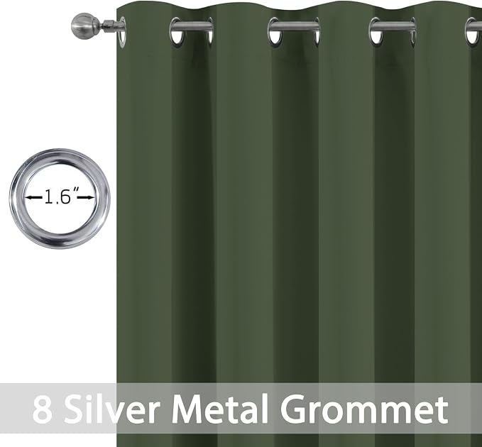 Yakamok Room Darkening Curtains 52x63 inch Length Greyish Green-Living Room | 2 - Image 2