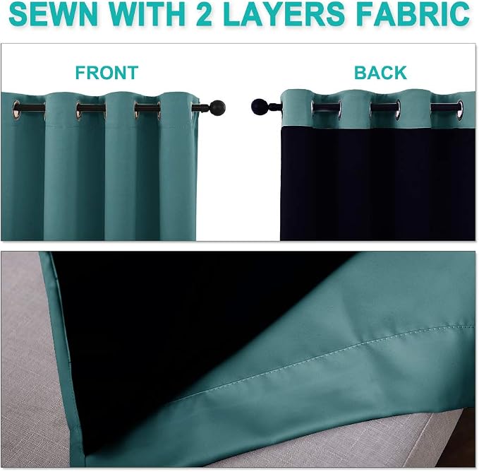 NICETOWN Complete 100% Blackout Curtain Set, Thermal Insulated & Energy - Image 5