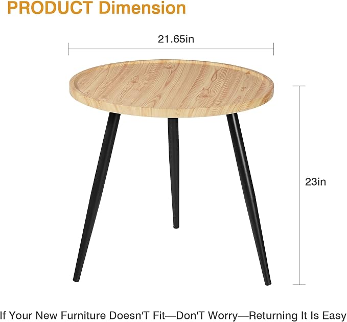 VECELO Modern Side Table, Round Small End Table, Exclusively Designed - Image 3