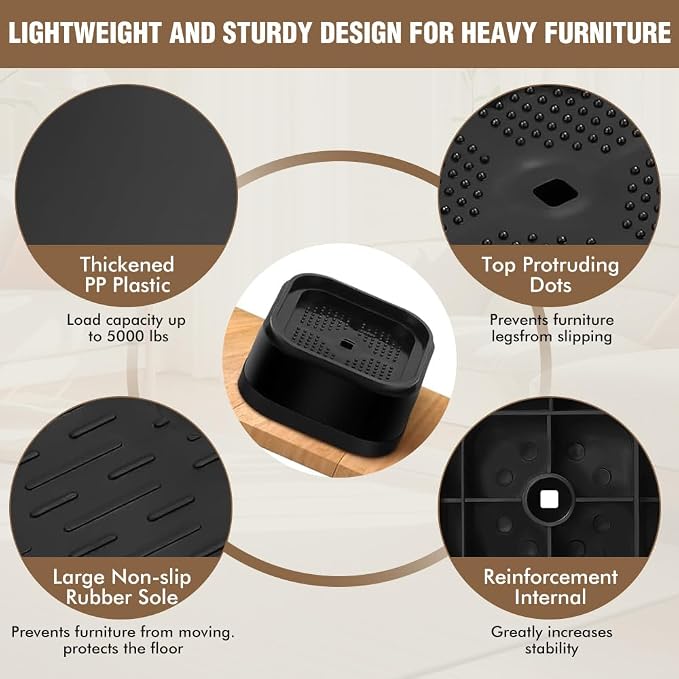 4 Pack Furniture Risers, Ajustable Bed Lifts Rrisers, 1 Inch Stackable Heavy - Image 4