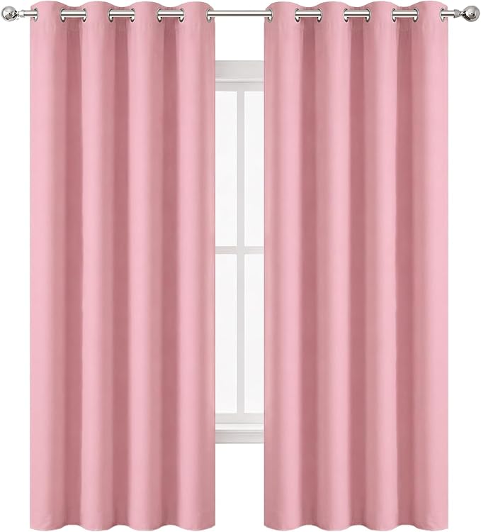 Baby Pink Bedroom Blackout Curtains/52 x 84 Inch Long/Set of 2 Curtain - Image 2