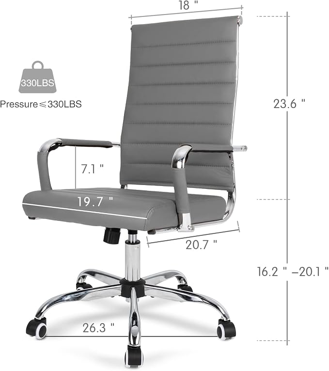 Home Office Chair Ribbed, Modern Leather Conference Room Chairs, Ergonomic - Image 3