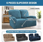 H.VERSAILTEX Velvet Stretch Recliner Couch Covers 6-Pieces Recliner Loveseat - Image 2