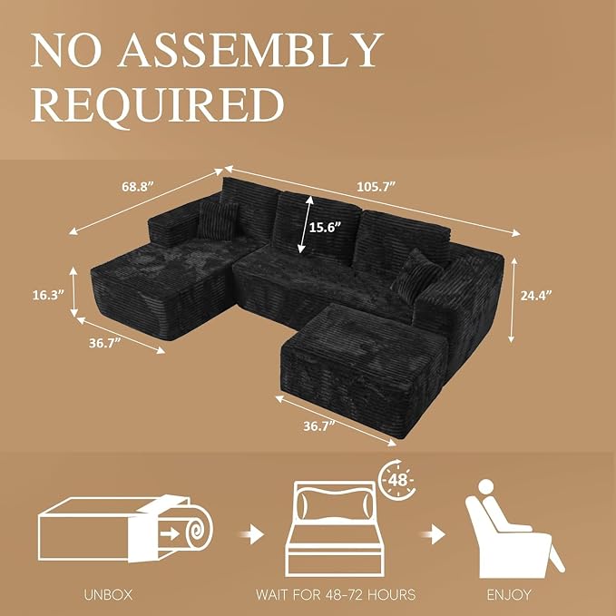 105" Convertible Sectional Couch - Image 2