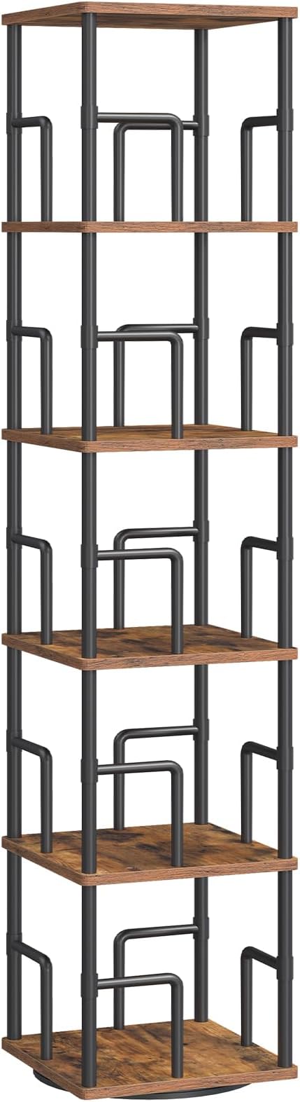 MAHANCRIS 5-Tier Rotating Bookshelf, Freestanding Corner Bookshelf, 360° - Image 8