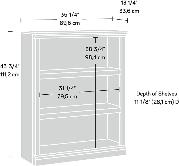 Sauder Miscellaneous Storage 3-Shelf Display Bookcase, Pacific Maple Finish - Image 3