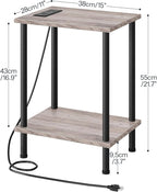 HOOBRO Side Table with Charging Station, Nightstand with 2-Layer Storage Shelves - Image 3