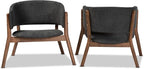 Baxton Studio Baron Mid-Century Modern Dark Grey Fabric Upholstered and Walnut - Image 4