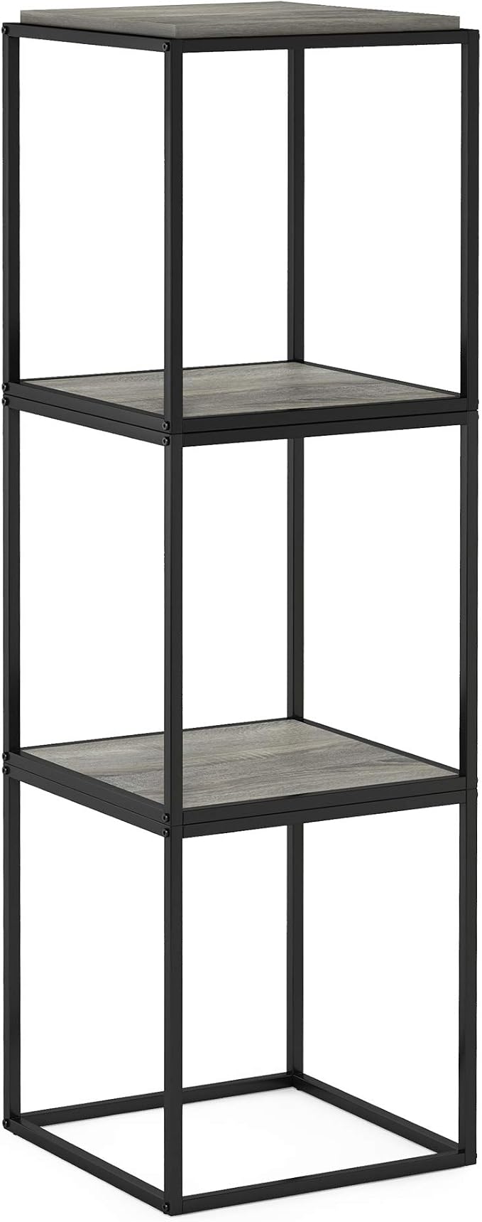Furinno Moretti Cube Modern Stackable End Table Shelf, French Oak Grey - Image 7