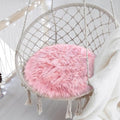 15.7 Inches Mini Pink Round Faux Fur Sheepskin Area Rug, Fluffy Small Circle by TENNOLA