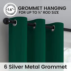 SimpleHome Dark Green 100% Blackout Curtains Room Darkening Living Room 72 | - Image 7
