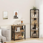 FATORRI Small Bookcase, Wood and Metal Low Short Bookshelf, Industrial Book - Image 8