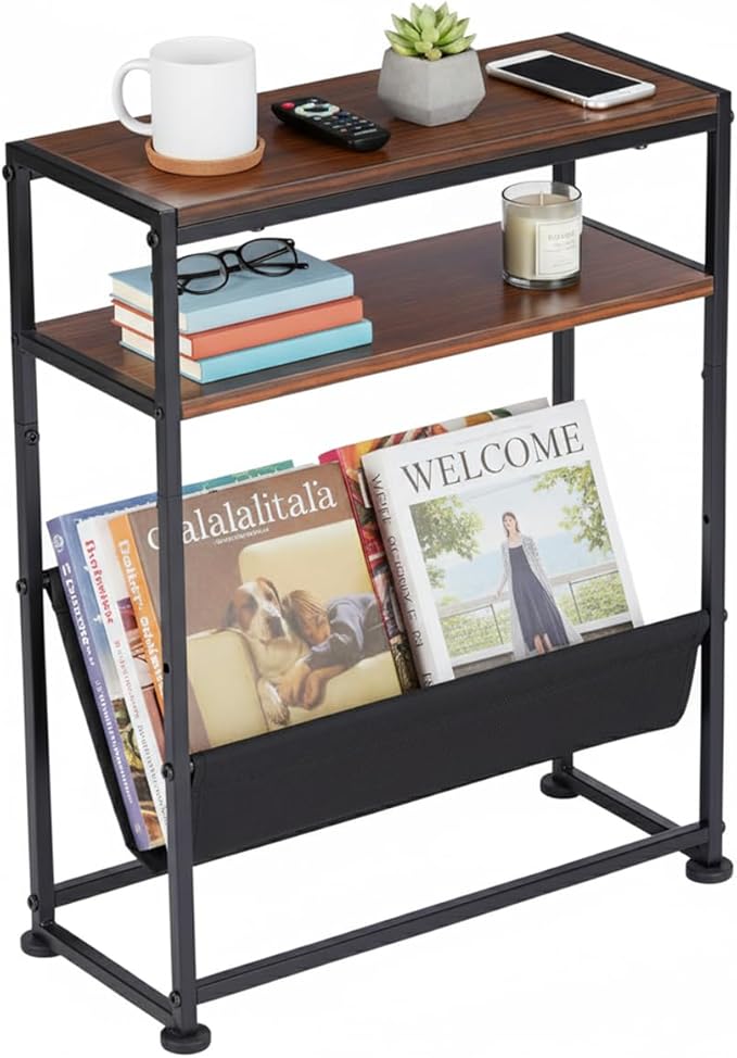 Narrow End Table for Small Spaces by Zexvida