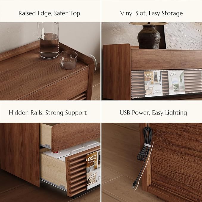 POVISON Fully-Assembled Mid Century Modern TV Stand, 78.74" Wood Media Console - Image 5
