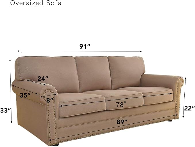Easy-Going Stretch Oversized Sofa Couch Slipcover Washable Taupe | 1-Piece - Image 7